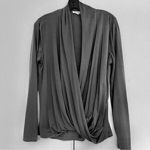 Elegant Gray Drape Front Top